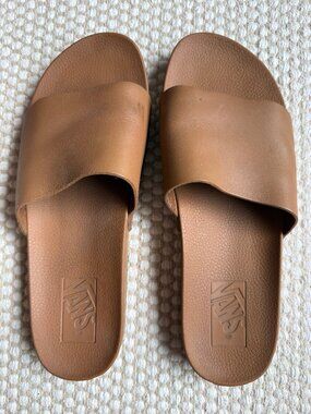 Vans | Tan Slip on Sandles Flip Flops | Casual Summer Beach
